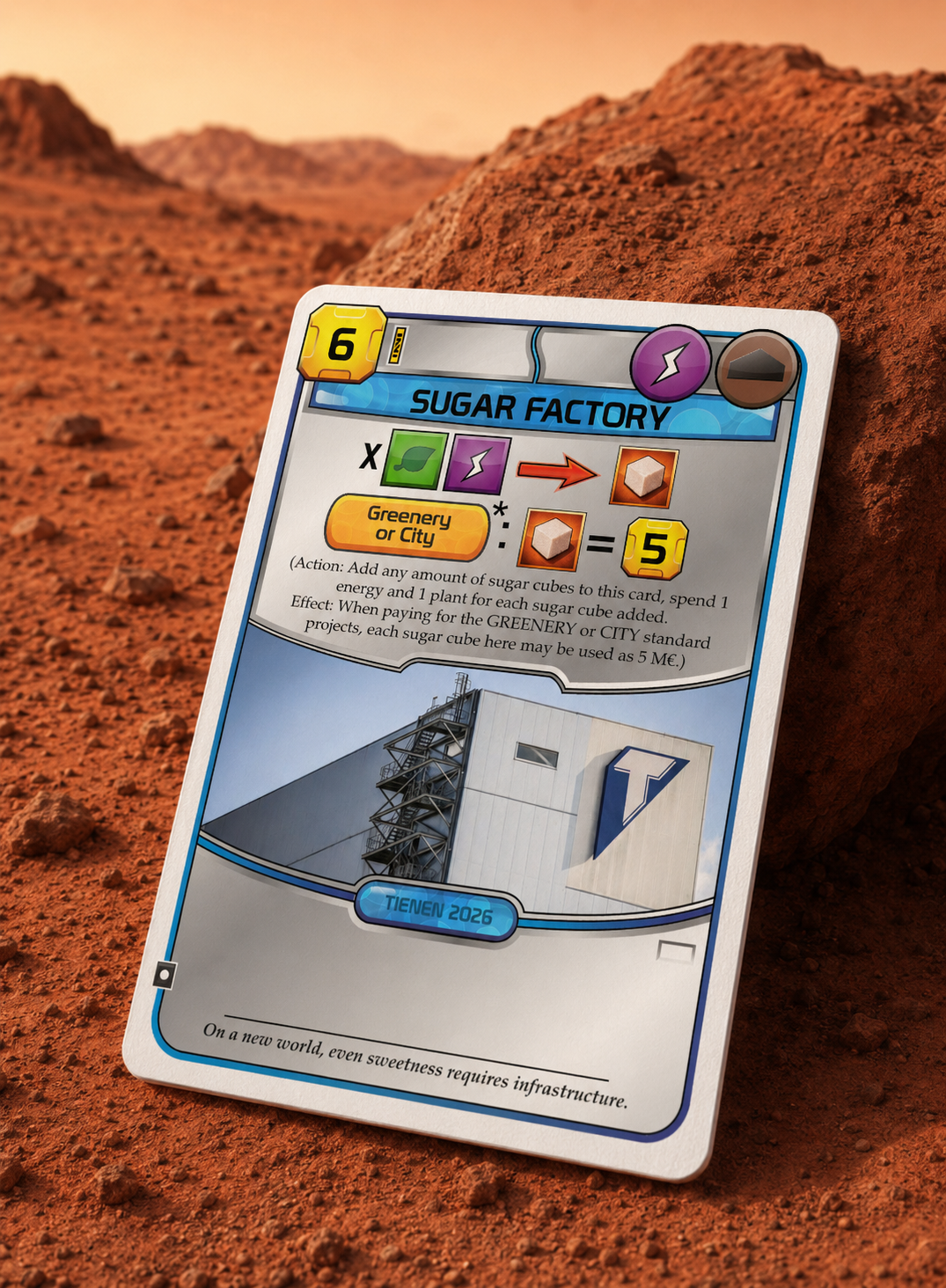 Sugar Factory promo card for Terraforming Tienen 2026